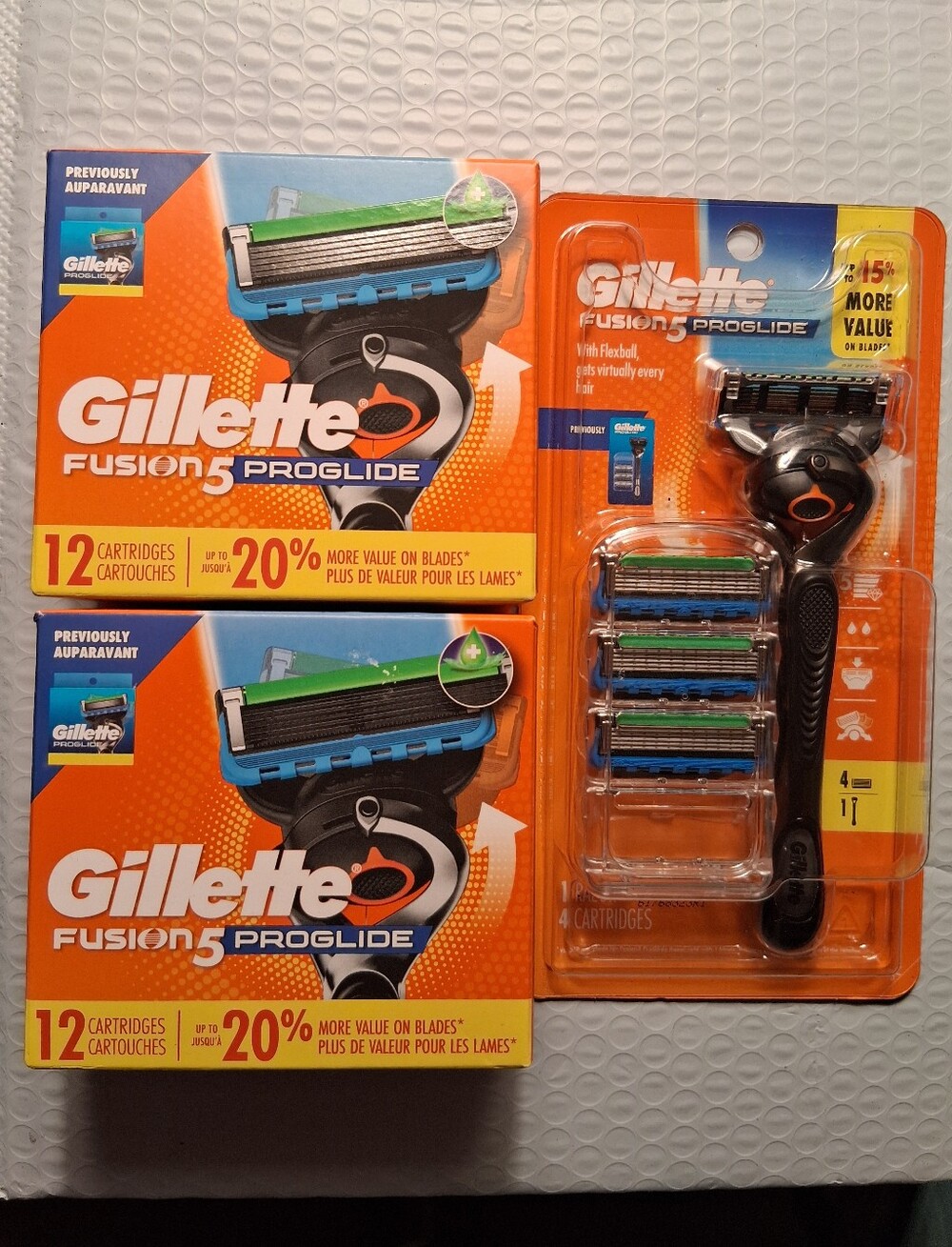 (2) 12 Packs Of Gillette Fusion Proglide Blades Plus Handle With 4 Total 28